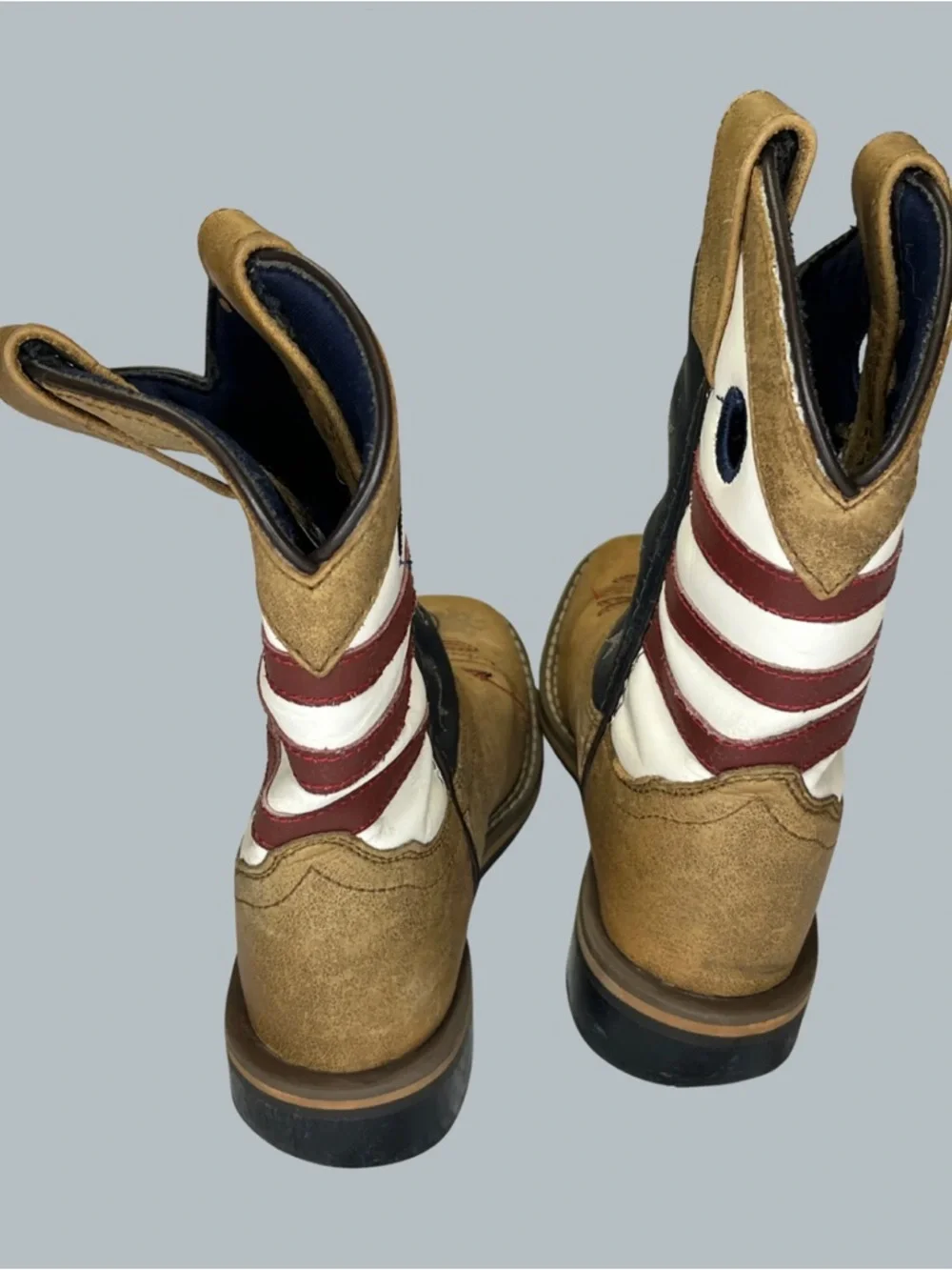 Cody James Boys 12D USA Flag Leather Square Toe Western Cowboy Boots 43880